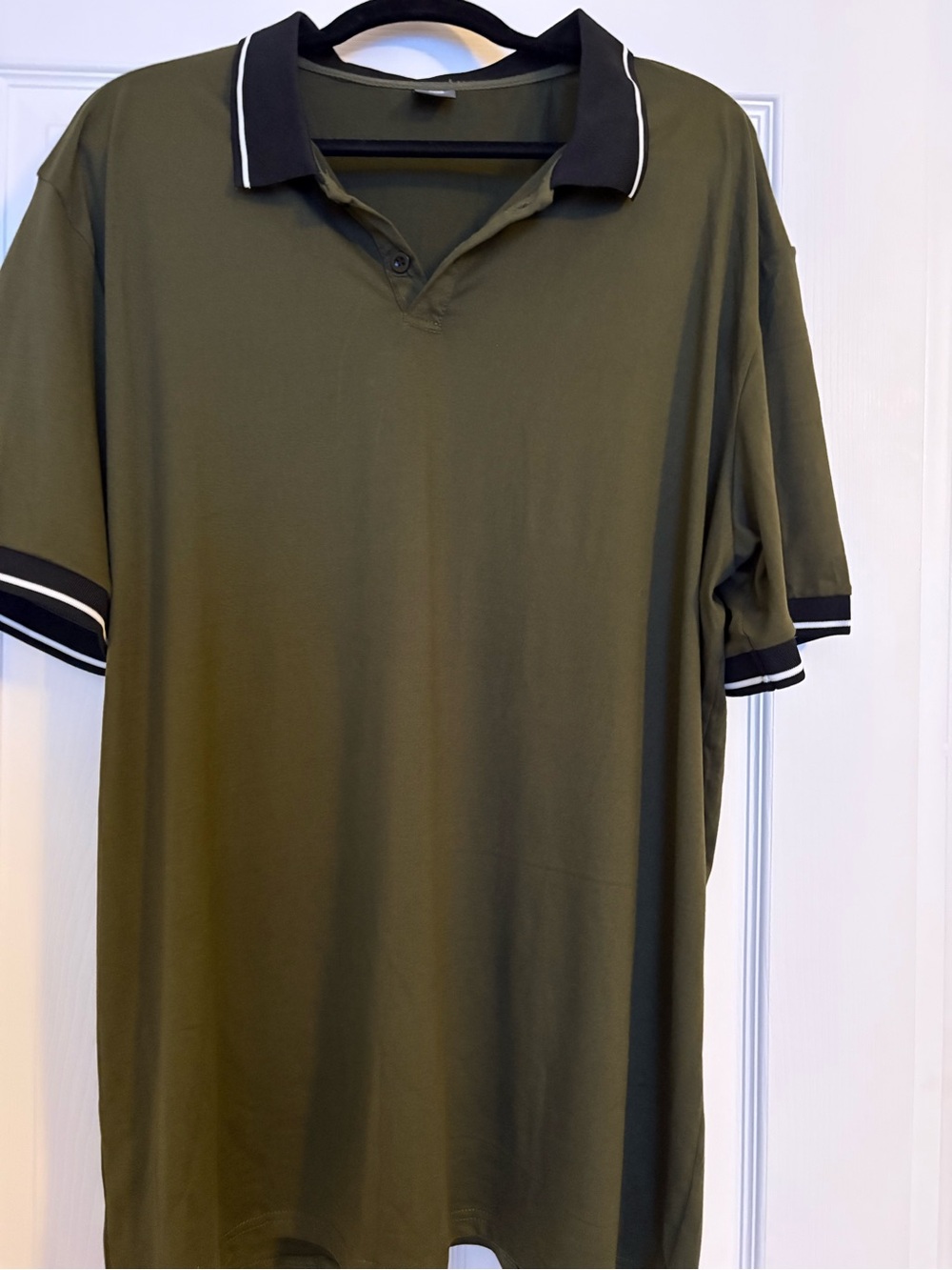 Source Unknown Olive Green Polo with Black Contrast Collar